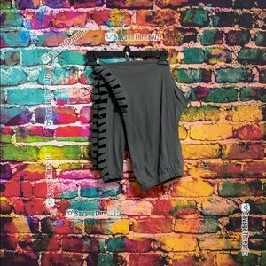 Grey Cotton Leggings w Mesh Calves